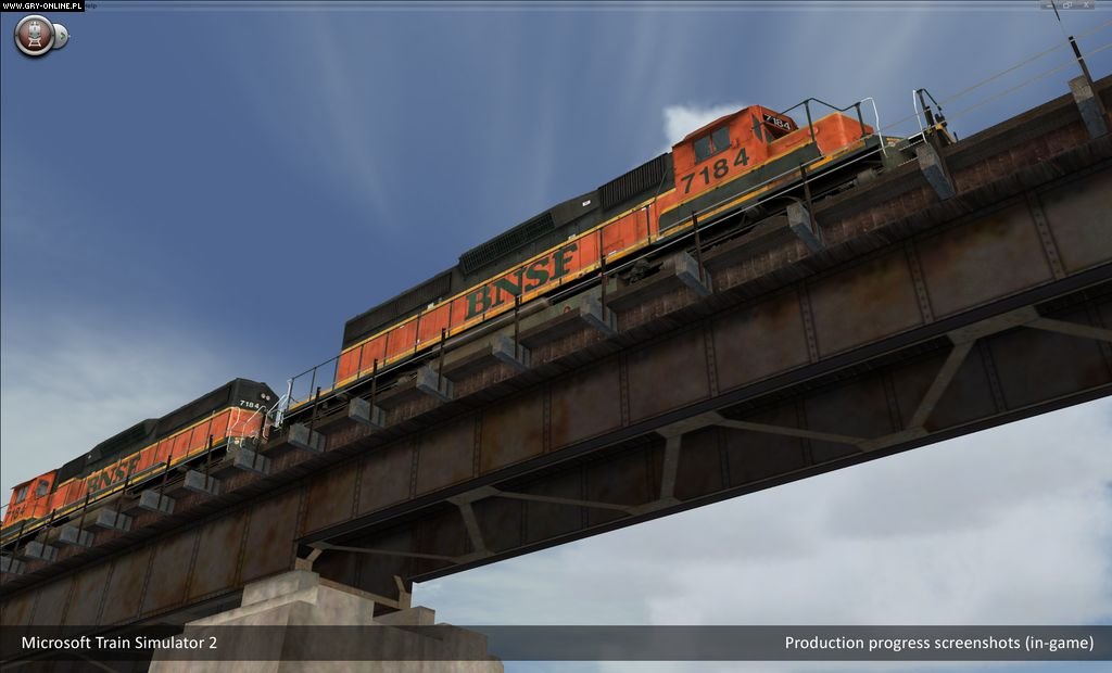 Microsoft Train Simulator 2 train on a bridge